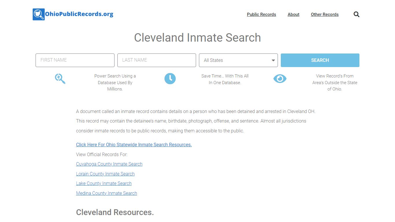 Cleveland Inmate Search - CDP Current & Past Jail Records